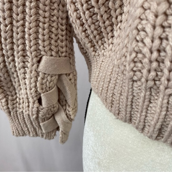 Witty Fox Young Contemporary Taupe Chunky Knit Cropped Sweater Size M #0702 - Picture 4 of 9